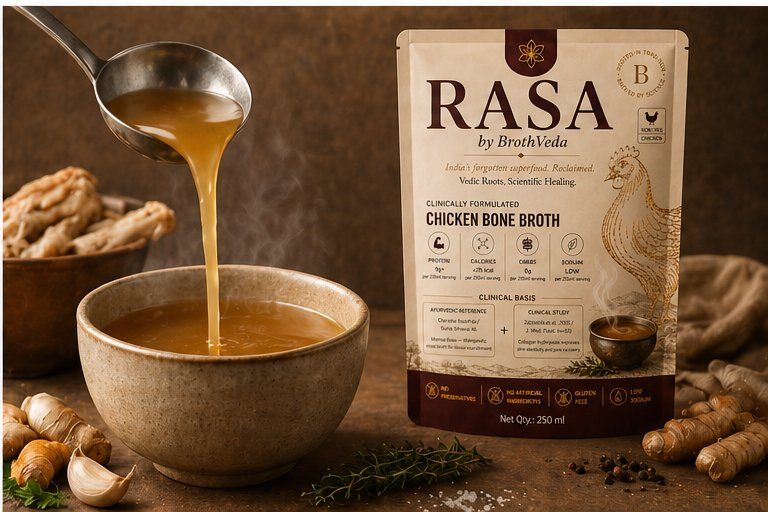 RASA bone broth being poured